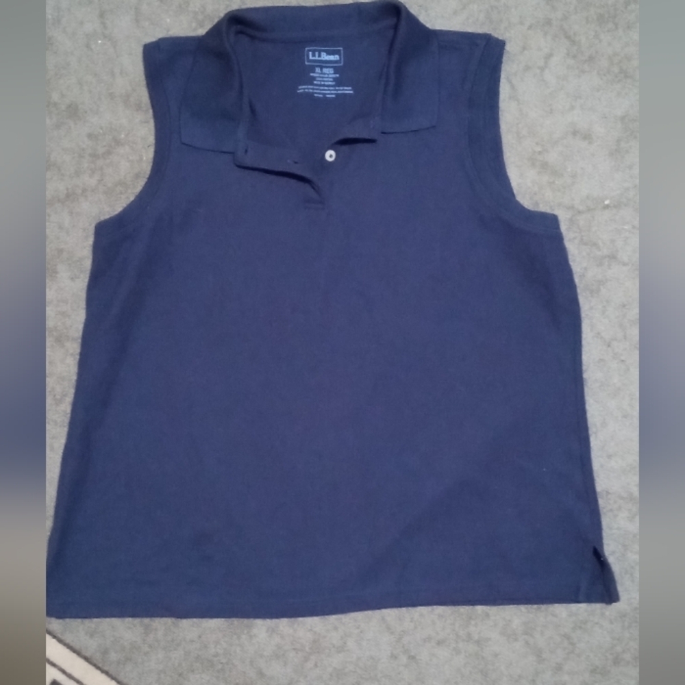 L.L. Bean Bundle Yellow and Navy Sleeveless Polo Tank Tops - Picture 2 of 6